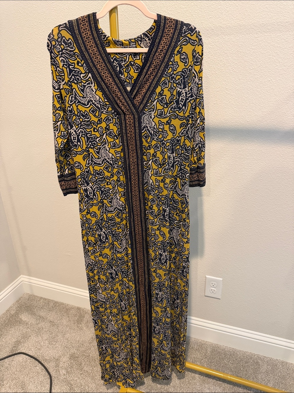 Soft Surroundings Paisley Border Print Boho Maxi Dress Size Large